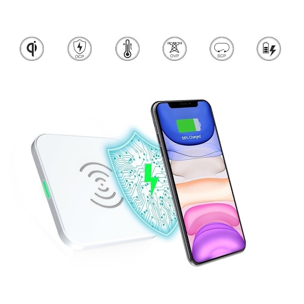 Choetech Qi 10W trådløs lader for telefon, hodetelefoner, svart (T511-S)