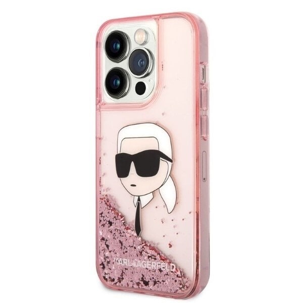 Karl Lagerfeld KLHCP14XLNKHCP iPhone 14 Pro Max 6.7 rosa/rosa hardt deksel Glitter Karl Head
