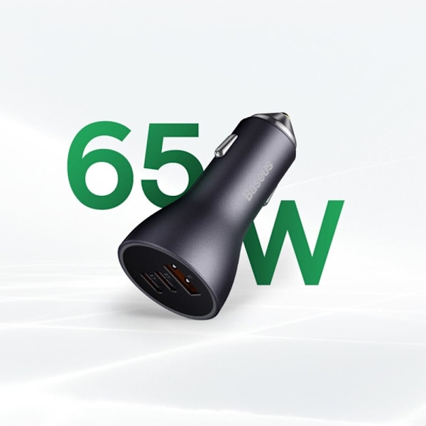BASEUS BILLADER USB-A + 2X USB-C 65W BLÅ