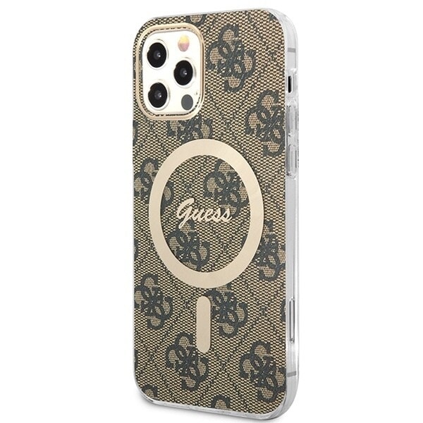 Sett Guess GUBPP12MH4EACSW Deksel+ Lader iPhone 12/12 Pro brun/brunt hardt deksel 4G Print MagSafe
