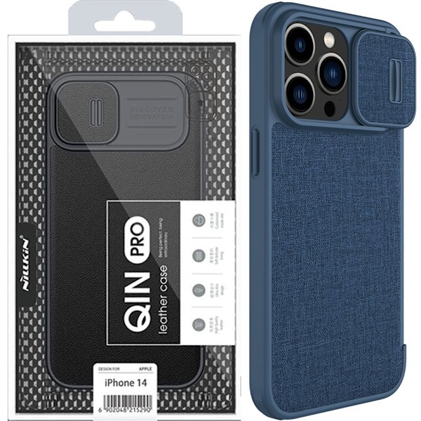 Nillkin Qin Cloth Pro Case Case for iPhone 14 Pro Max kamerabeskyttelsesveske.