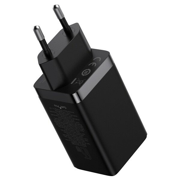 GaN hurtiglader 2xUSB C 1xUSB 65W Baseus GaN5 Pro + USB C - USB C 100W kabel - svart