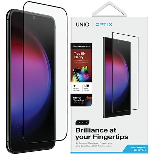 UNIQ Optix Vivid glass for Samsung Galaxy S24+ med applikator