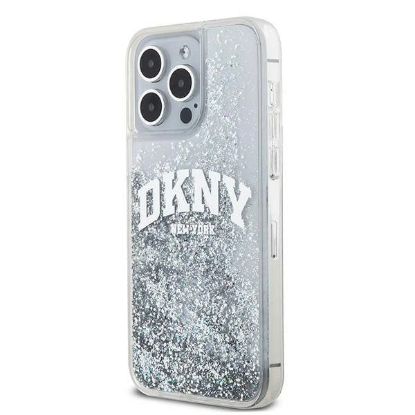 DKNY Liquid Glitter Big Logo beskyttelsesdeksel til iPhone 15 Pro - hvit