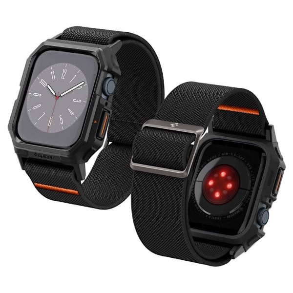 Spigen Lite Fit Pro-deksel med stropp for Apple Watch 4/5/6/7/8/9/SE (44/45 mm) - Matt svart