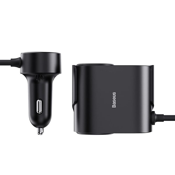 Baseus High Efficiency Pro 2x sigarettenneradapter USB-A USB-C med 30W lader - svart