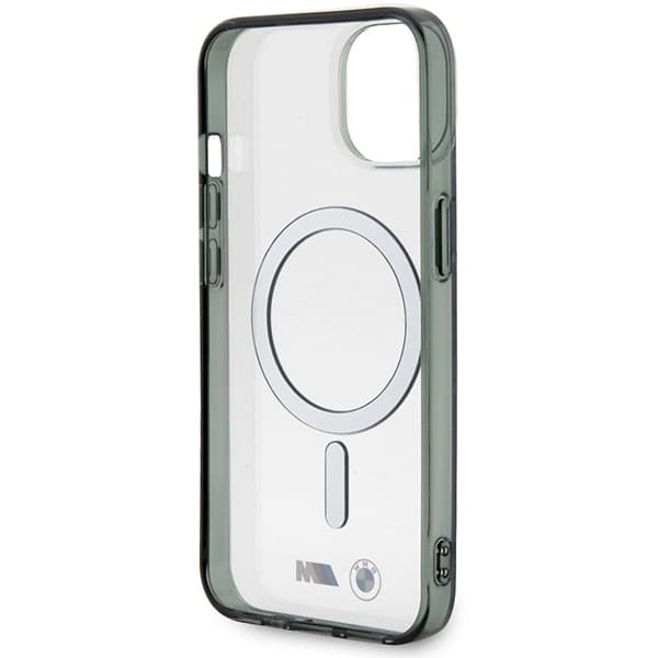 BMW SILVER RING MAGSAFE ETUI TIL IPHONE 14 PLUS - GENNEMSIGTIG
