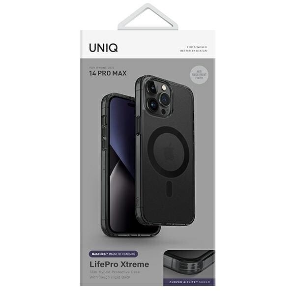 UNIQ LIFEPRO XTREME MAGCLICK OPLADNINGSETUI TIL IPHONE 14 PRO MAX - GRÅ OG SORT