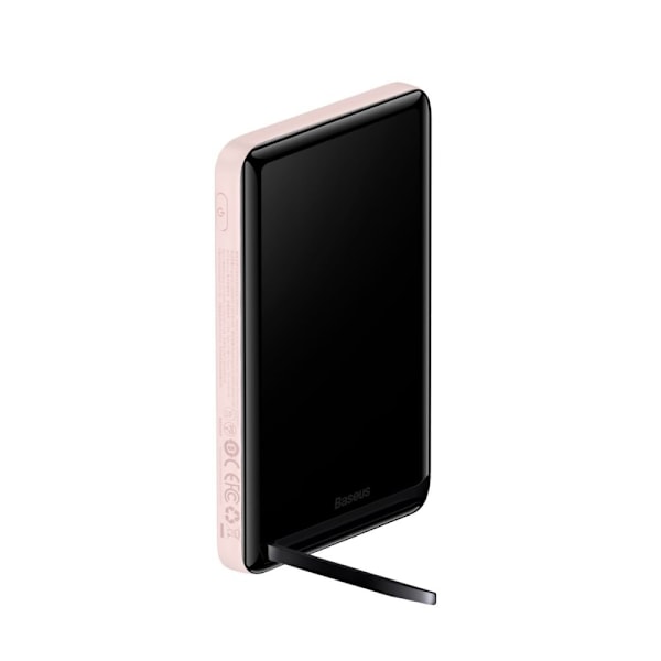 Baseus Magnetic Bracket strømbank med trådløs lading MagSafe 10000mAh 20W Overseas Edition rosa (PPCX000204) + USB Type C -k