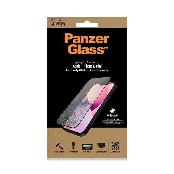 PANZERGLASS E2E MICROFRACTURE ANTIBAKTERIELT GLAS TIL IPHONE 13 MINI - MED SORT RAMME