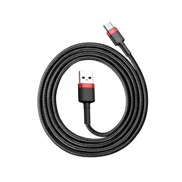 Baseus Cafule-kabel slitesterk nylonkabel USB / USB-C QC3.0 3A 1M svart-rød (CATKLF-B91)