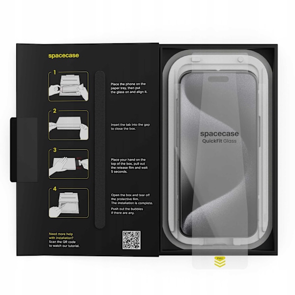 Spacecase Quickfit Härdat Glas För Iphone 15 Pro Max Skärmskydd