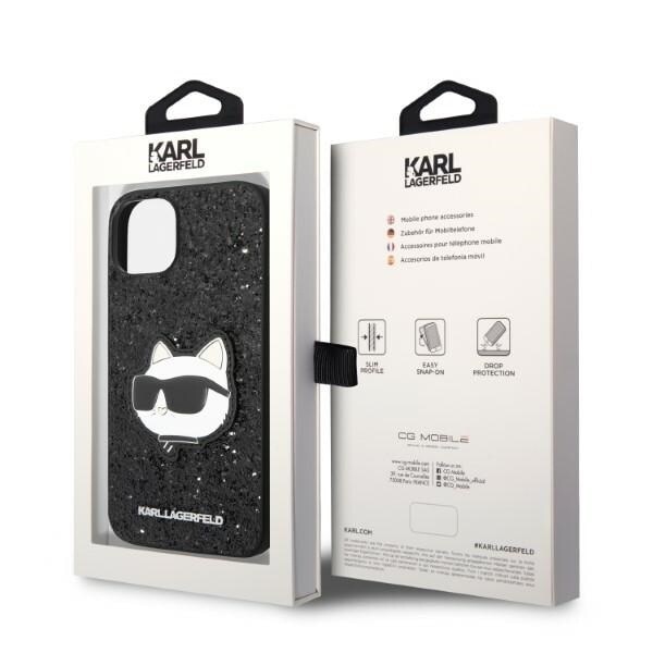 KARL LAGERFELD GLITTER CHOUPETTE PATCH COVER TIL IPHONE 14 PLUS - SORT