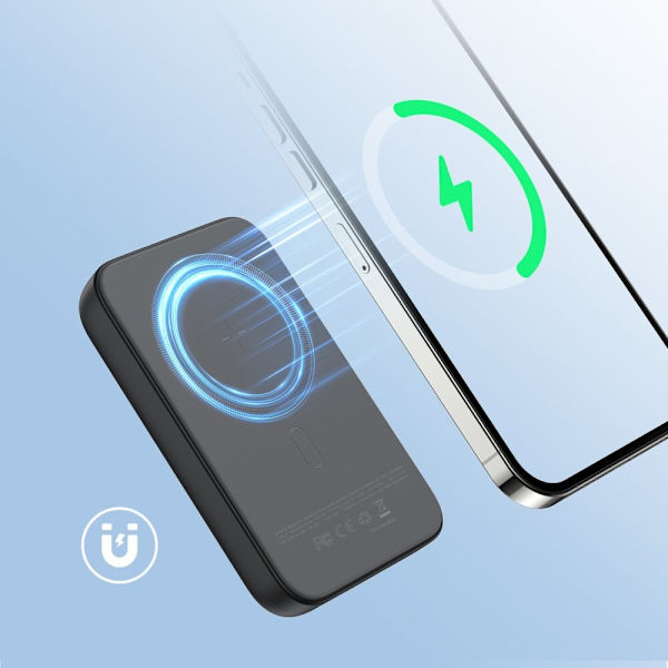 Joyroom Powerbank 10000mAh 20W Strømforsyning Hurtiglading magnetisk Qi 15W trådløs lader for iPhone kompatibel MagSafe svart (JR-W020 svart