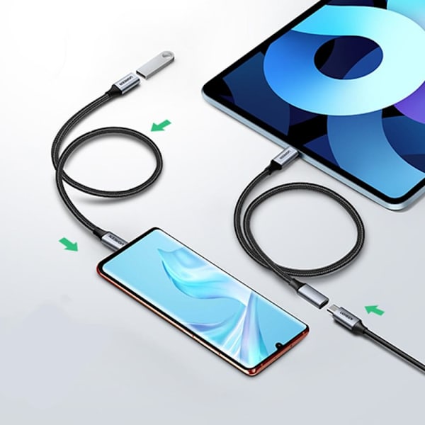 Ugrønn skjøtekabel USB C 3.1 hann / hunn 10Gb/s 1m grå (US372)