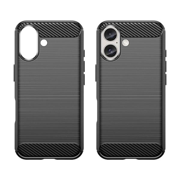 CARBON CASE SILIKONE ETUI TIL IPHONE 16 PLUS - SORT
