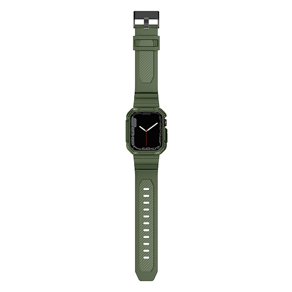 Kingxbar CYF106 2-i-1 pansret veske for Apple Watch SE 8, 7, 6, 5, 4, 3, 2, 1 (41, 40, 38 mm) med stropp grønn