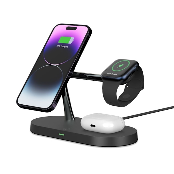 TECH-PROTECT A12 3IN1 MAGNETISK MAGSAFE TRÅDLØS LADER SORT