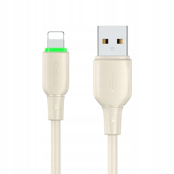 MCDODO LADDARE USB LIGHTNING SNABBLADDNINGSKABEL FÖR IPHONE 1M LED BEIGE
