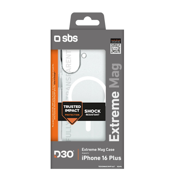 SBS EXTREME MAG D3O MAGSAFE ETUI TIL IPHONE 16 PLUS - GENNEMSIGTIG