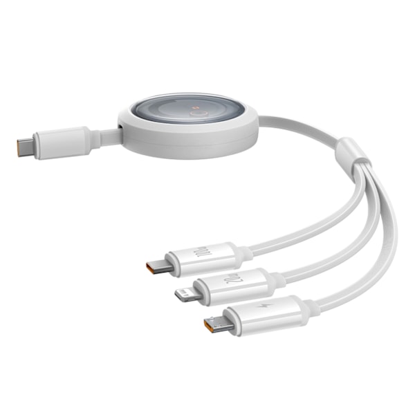BASEUS FREE2DRAW CB000084 UDTRÆKKELIG USB-C - LIGHTNING / USB-C / MICRO USB-KABEL 100W 1,1M - HVID