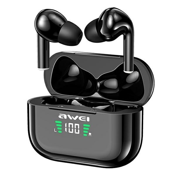 AWEI Bluetooth 5.1 T29P TWS hörlurar + dockningsstation svart/svart