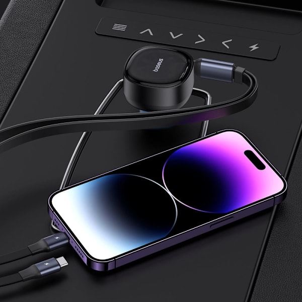 Baseus Enjoyment USB-A billader med USB-C / Lightning 60W kabel - svart