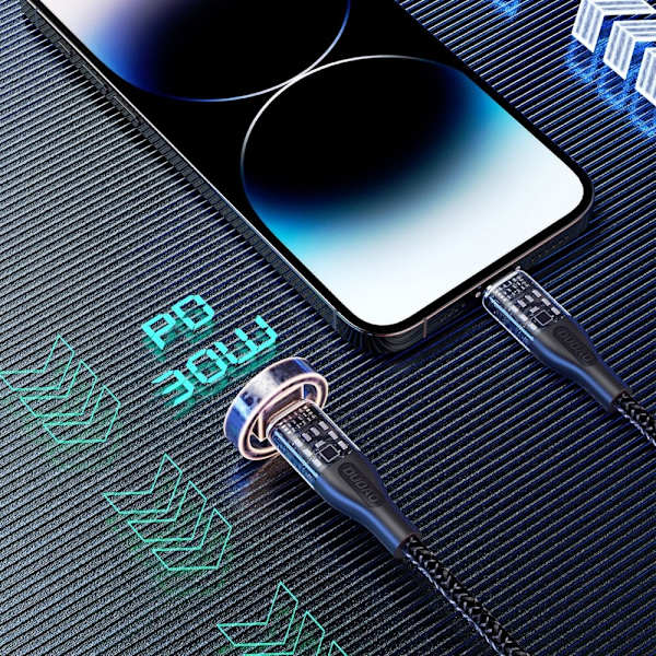 Hurtigladekabel 30W 1m USB-C - Lightning Dudao L22 - grå