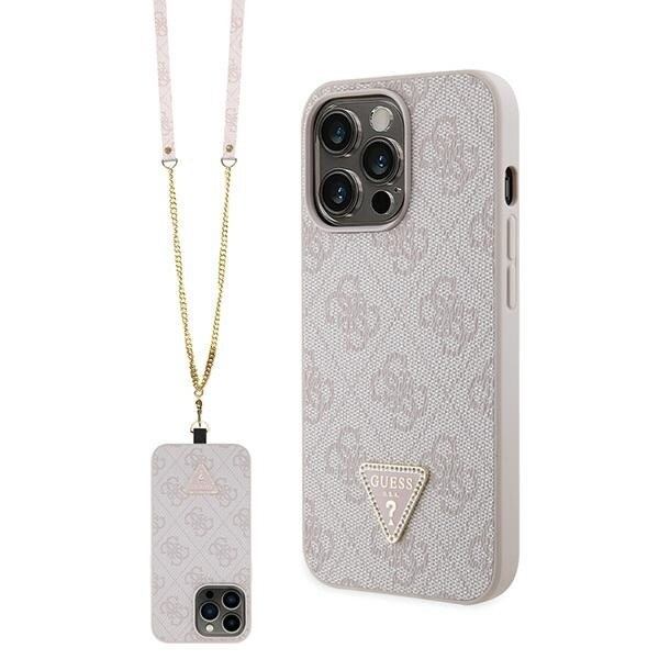 Guess GUHCP13XP4TDSCPP-deksel til iPhone 13 Pro Max 6.7 - Rosa Crossbody 4G metalllogo