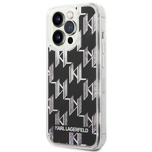 KARL LAGERFELD LIQUID GLITTER MONOGRAM COVER TIL IPHONE 14 PRO - SORT