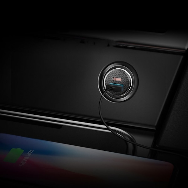 Baseus Circular PPS Smart billader med USB Quick Charge 4.0 QC 4.0 og USB-C PD 3.0 SCP Port Svart (CCALL-YS01)