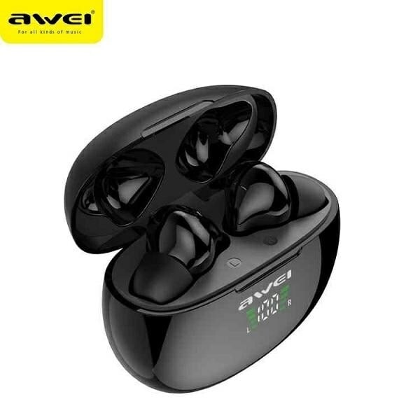 AWEI Bluetooth 5.0 T15P TWS hörlurar + dockningsstation svart/svart