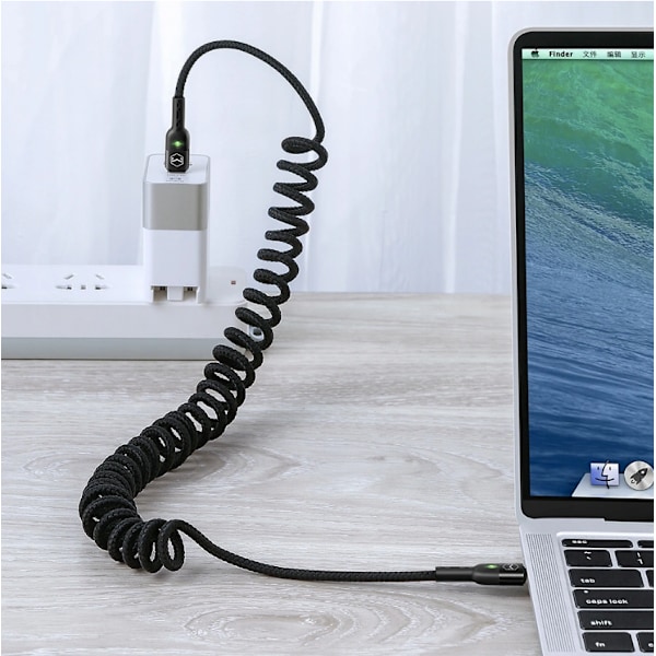 MCDODO KABEL USB-C SPIRALFJÄDER SNABBLADDNING USB TYP C LED 2M
