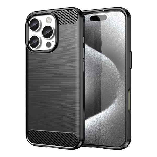 CARBON CASE SILIKONE ETUI TIL IPHONE 16 PRO - SORT