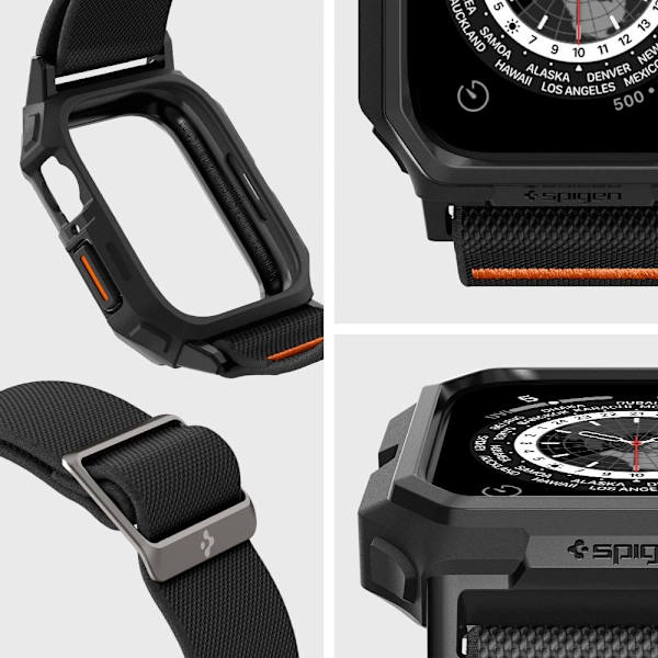 Spigen Lite Fit Pro-deksel med stropp for Apple Watch 4/5/6/7/8/9/SE (44/45 mm) - Matt svart