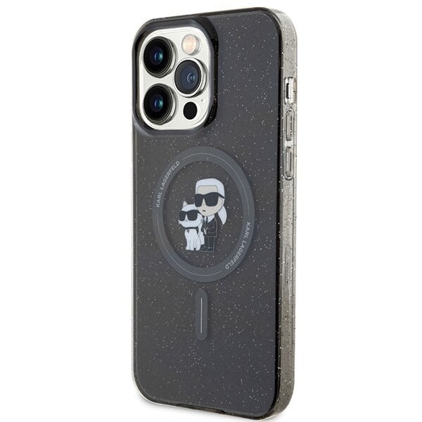 Karl Lagerfeld Karl&Choupette Glitter MagSafe Beskyttelsesveske til iPhone 15 Pro Max - Svart