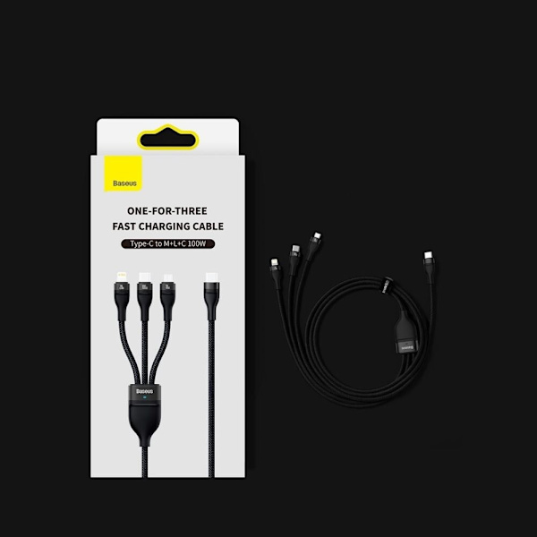 Baseus Flash-seriekabel USB Type C / USB Type A - USB Type C / Lightning / micro USB 100 W 1,5 m blå (CASS030203)