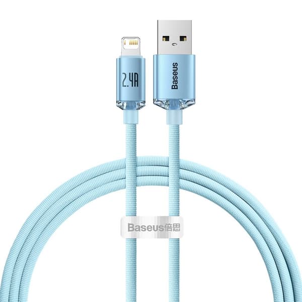 Baseus Crystal Shine Series USB - Lightning-kabel 2,4A 20W 1,2m blå (CAJY001103)