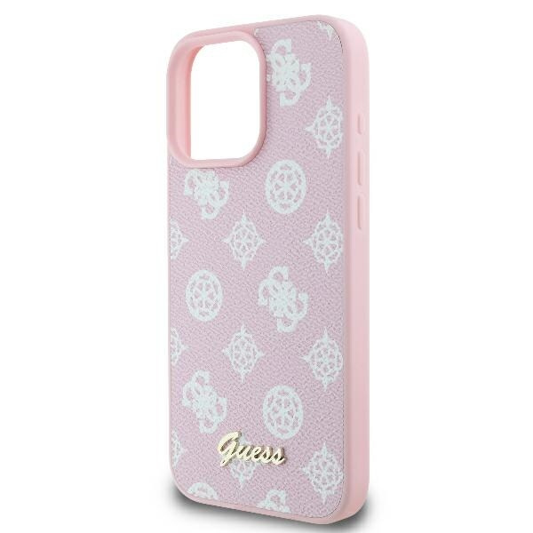 Guess GUHMP16LPGPYSP iPhone 16 Pro 6,3" rosa/rosa hårdfodral Peony Script Logo MagSafe