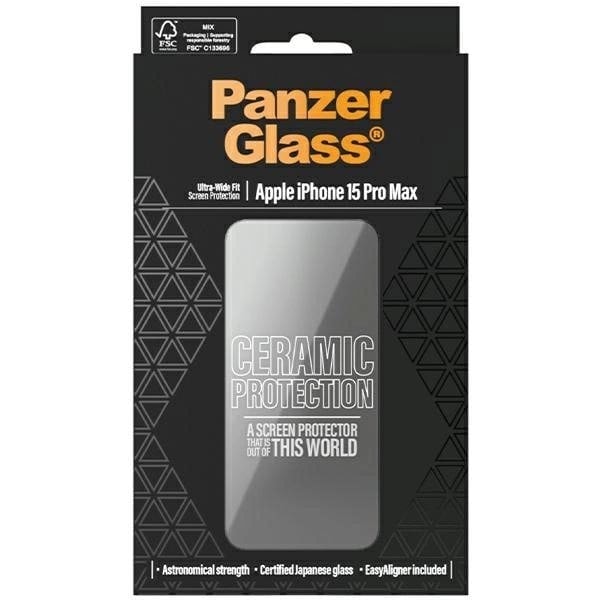 PanzerGlass Ceramic Protection keramisk glass til iPhone 15 Pro Max med holder