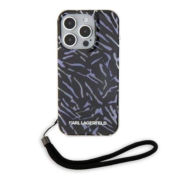 KARL LAGERFELD ZEBRA WITH CORD COVER TIL IPHONE 15 PRO MAX - LILLA