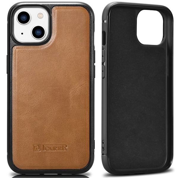 ICARER CASE LÆDERCASE MED MAGSAFE TIL IPHONE 14 PLUS BRUN