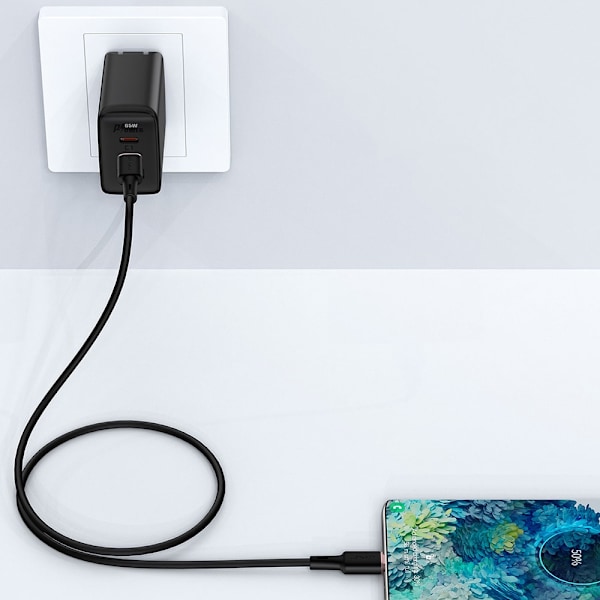 ACEFAST KABEL LANG STÆRK USB C - USB C 1,2M 60W (20V/3A) SORT