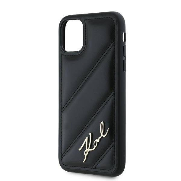 KARL LAGERFELD DIAGONAL QUILTED SCRIPT COVER TIL IPHONE 11 / XR - SORT