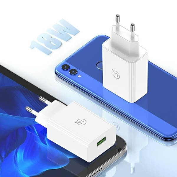 USAMS Lad. nätverk. 18W + USB-C/USB-A-kabel 1m Snabbladdning vit/vit serie SC SCXLTZ02