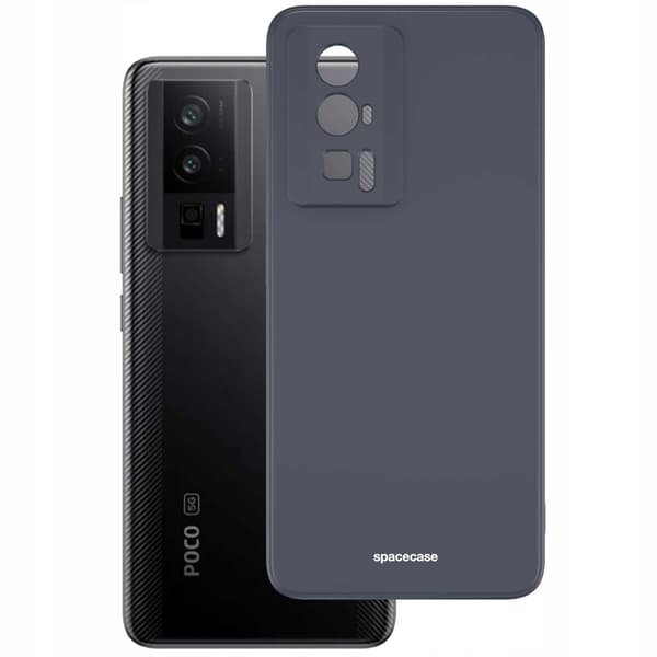 Spacecase Silikonecase Poco F5 Pro Svart För Telefon
