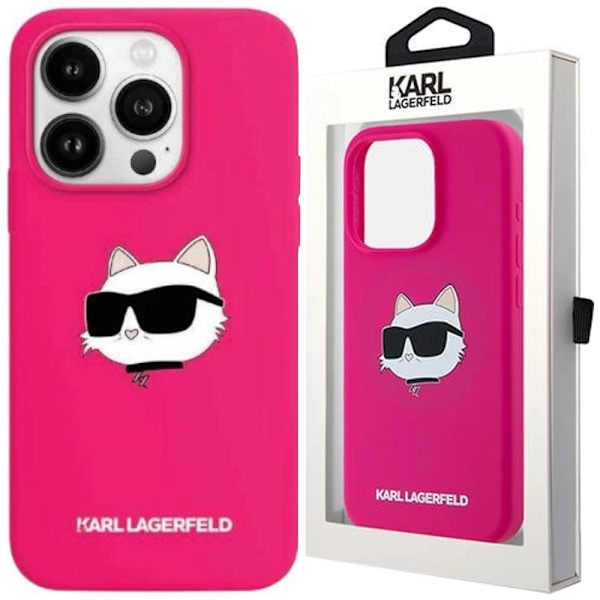 Karl Lagerfeld Silikon Choupette Head MagSafe Beskyttelsesveske til iPhone 15 Pro Max - Rosa