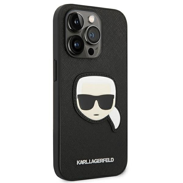 Karl Lagerfeld KLHCP14LSAPKHK iPhone 14 Pro 6.1 svart/svart hardt etui Saffiano Karls hodemerke