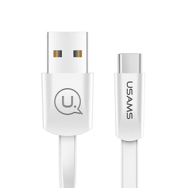 USAMS U2 USB-C platt kabel 1,2 m vit/vit SJ200TC02 (US-SJ200)