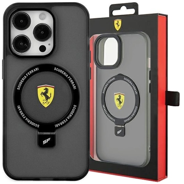 Ferrari Ring Stand 2023 Collection MagSafe-deksel for iPhone 15 Plus / 14 Plus - Svart